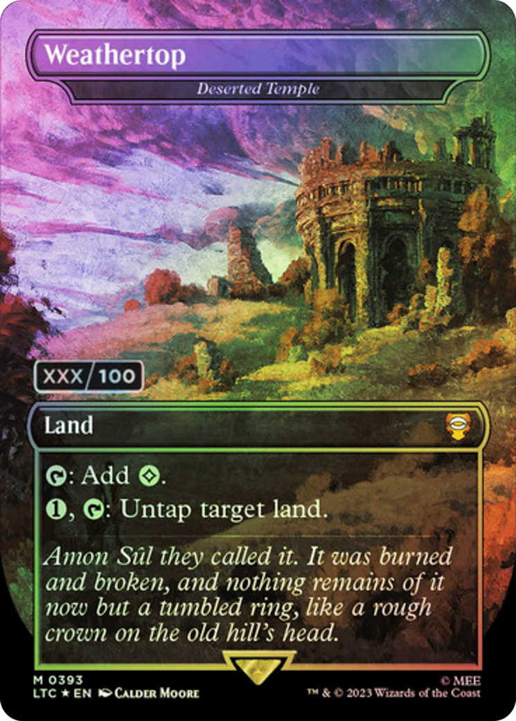 Weathertop - Deserted Temple (Serial Numbered) (LTC-393) [Tales of Middle-earth Commander] (Borderless) Foil MTG Single Wizards of the Coast