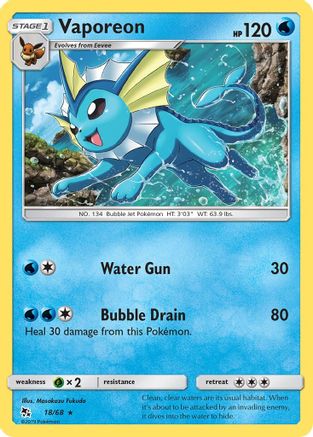 Vaporeon (18/68) Holofoil [SM: Hidden Fates] Pokemon Single Pokémon