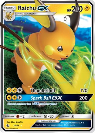 Raichu GX 20/68 Holofoil [SM: Hidden Fates] Pokemon Single Pokémon