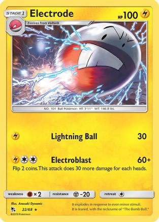 Electrode (22/68) Reverse Holofoil [SM: Hidden Fates] Pokemon Single Pokémon