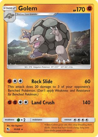 Golem (35/68) Reverse Holofoil [SM: Hidden Fates] Pokemon Single Pokémon