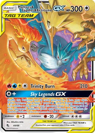 Moltres & Zapdos & Articuno GX (44/68) Holofoil [SM: Hidden Fates] Pokemon Single Pokémon