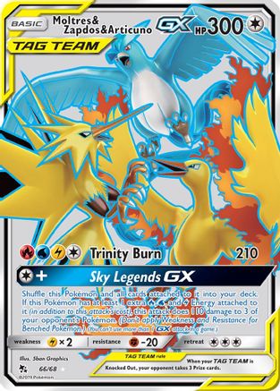 Moltres & Zapdos & Articuno GX (Full Art) (66/68) Holofoil [SM: Hidden Fates] Pokemon Single Pokémon
