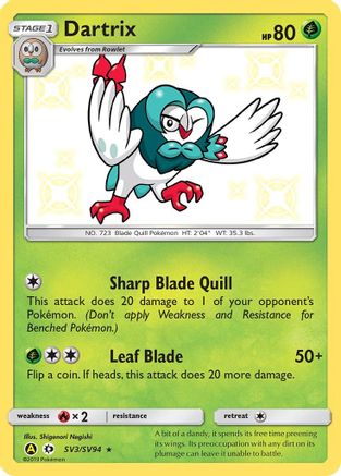 Dartrix (SV3/94) Holofoil [SM: Hidden Fates Shiny Vault] Pokemon Single Pokémon