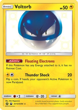 Voltorb SV13/94 Holofoil [SM: Hidden Fates Shiny Vault] Pokemon Single Pokémon