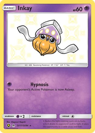 Inkay SV17/94 Holofoil [SM: Hidden Fates Shiny Vault] Pokemon Single Pokémon