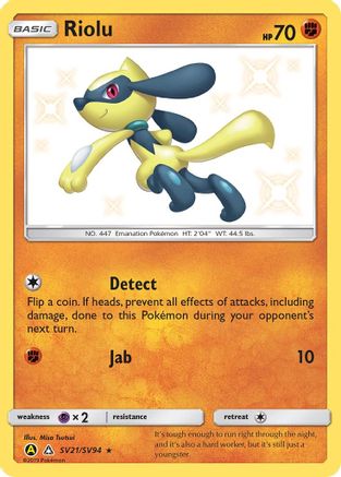 Riolu SV21/94 Holofoil [SM: Hidden Fates Shiny Vault] Pokemon Single Pokémon