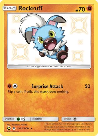 Rockruff SV23/94 Holofoil [SM: Hidden Fates Shiny Vault] Pokemon Single Pokémon