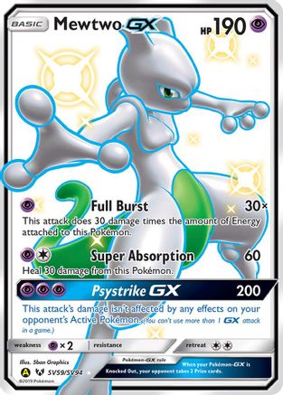 Mewtwo GX (SV59/94) Holofoil [SM: Hidden Fates Shiny Vault] Pokemon Single Pokémon