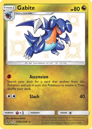 Gabite (SV39/94) - [SM: Hidden Fates Shiny Vault] Holofoil Pokemon Single Pokémon