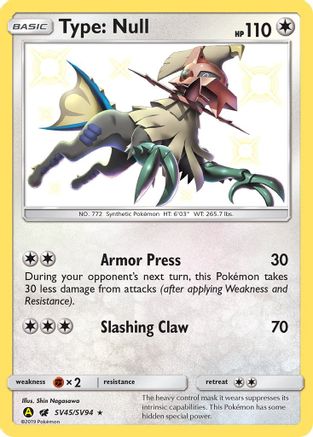 Type: Null SV45/94 Holofoil [SM: Hidden Fates Shiny Vault] Pokemon Single Pokémon