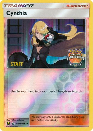 Cynthia - 119a/156 (Regional Championships) [Staff] () Reverse Holofoil [Promos: League & Championship Cards] Pokemon Single Pokémon