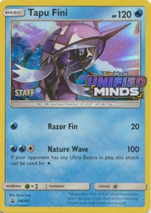 Tapu Fini - SM203 (Prerelease) [Staff] () Holofoil [SM: Black Star Promos] Pokemon Single Pokémon