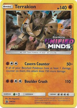 Terrakion - SM205 (Prerelease) [Staff] () Holofoil [SM: Black Star Promos] Pokemon Single Pokémon