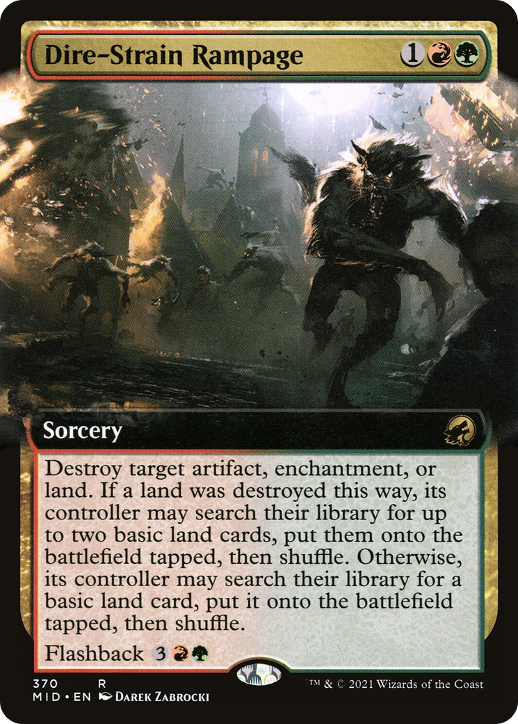 Dire-Strain Rampage (MID-370) [Innistrad: Midnight Hunt] (Extended Art) Foil MTG Single Wizards of the Coast