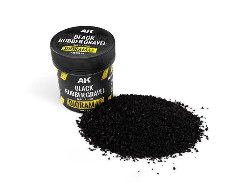 AK Interactive: Black Rubber Gravel 0.8–2mm Basing Materials AK INTERACTIVE