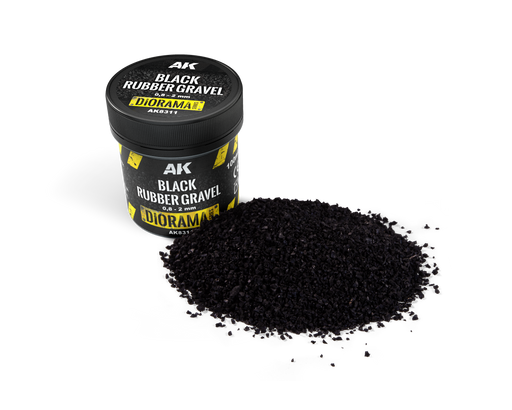 AK Interactive: Black Rubber Gravel 0.8–2mm Basing Materials AK INTERACTIVE