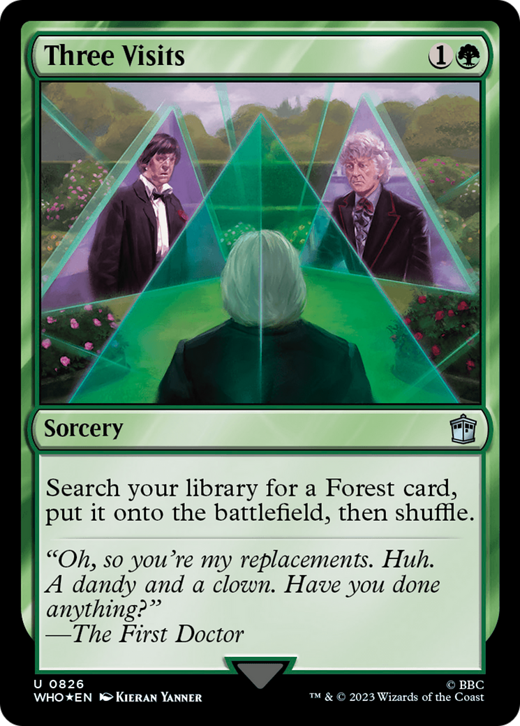 Three Visits (Surge Foil) (WHO-826) [Doctor Who] Foil MTG Single Wizards of the Coast