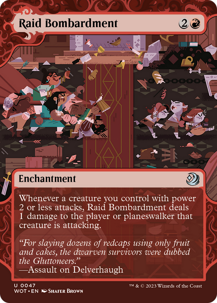 Raid Bombardment (WOT-047) [Wilds of Eldraine: Enchanting Tales] (Showcase) (Borderless) Foil MTG Single Wizards of the Coast