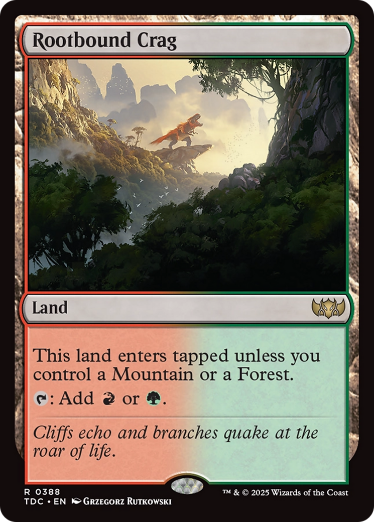 Rootbound Crag (TDC-388) [Commander: Tarkir: Dragonstorm] MTG Single Wizards of the Coast