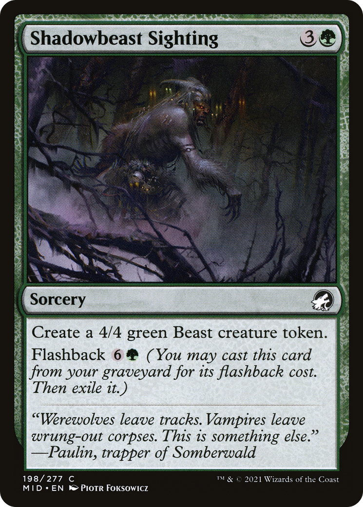 Shadowbeast Sighting (MID-198) [Innistrad: Midnight Hunt] Foil MTG Single Wizards of the Coast