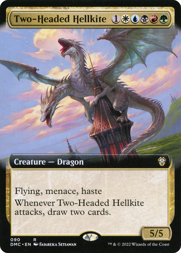 Two-Headed Hellkite (DMC-090) [Dominaria United Commander] (Extended Art) MTG Single Wizards of the Coast