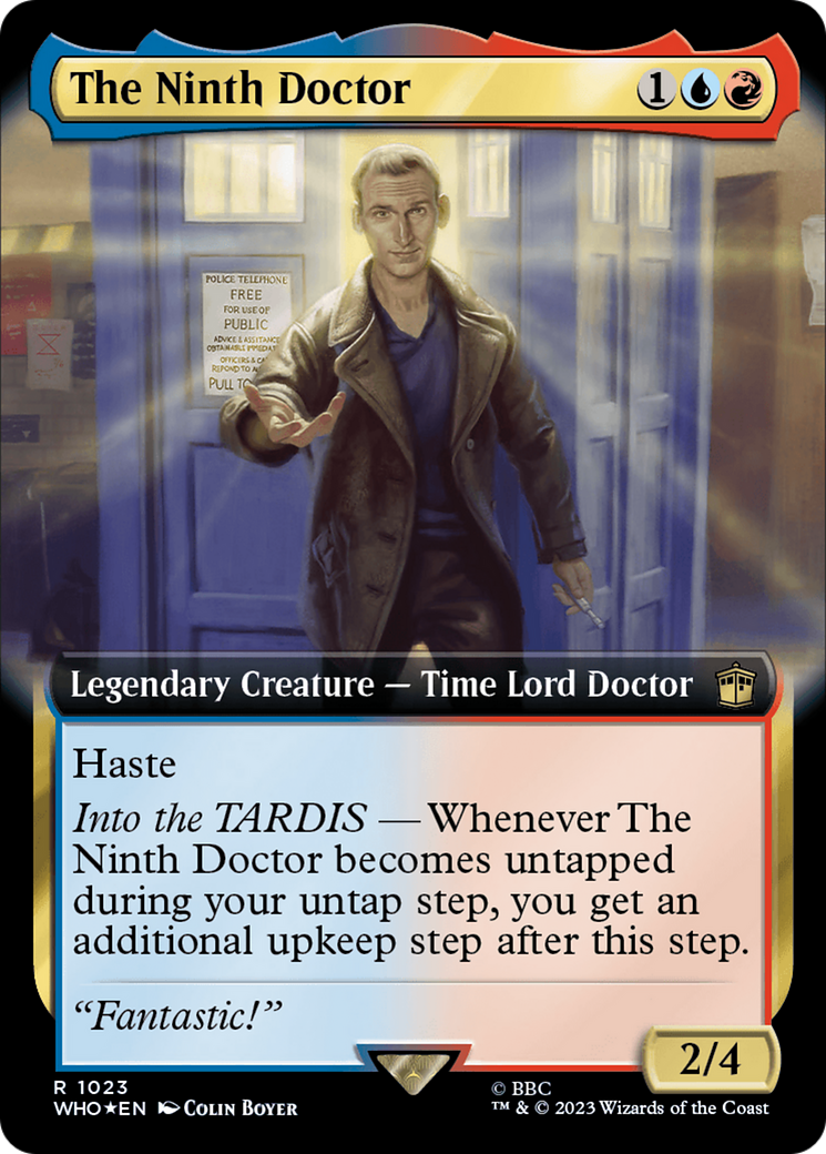 The Ninth Doctor (Surge Foil) (WHO-1023) [Doctor Who] (Extended Art) Foil MTG Single Wizards of the Coast