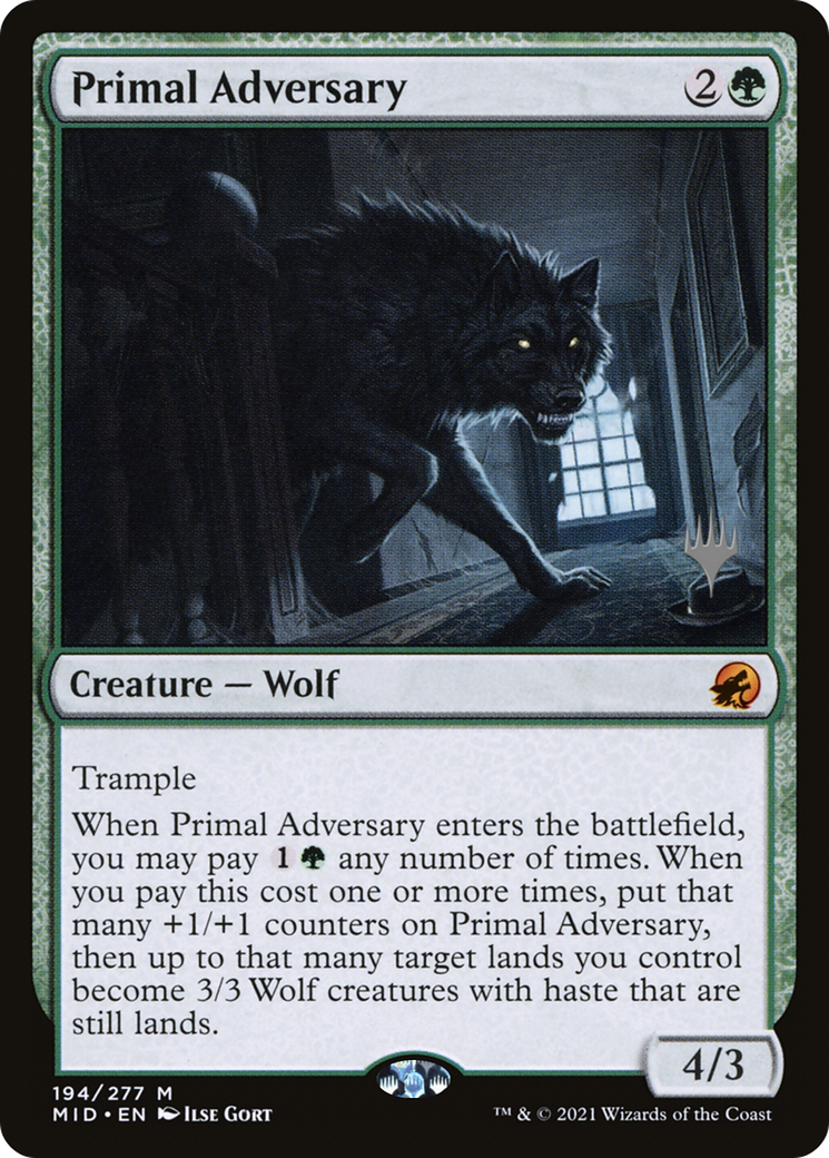 Primal Adversary (PPMID-194) [Innistrad: Midnight Hunt Promos] Foil MTG Single Wizards of the Coast