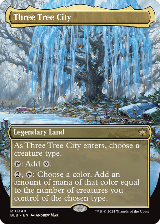 Three Tree City (0340) (BLB-340) [Bloomburrow] (Borderless) Foil MTG Single Wizards of the Coast