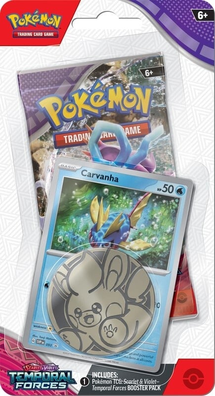 Pokémon Scarlet & Violet: Temporal Forces - Single Pack Blister (Carvanha) Pokemon Sealed Pokémon   