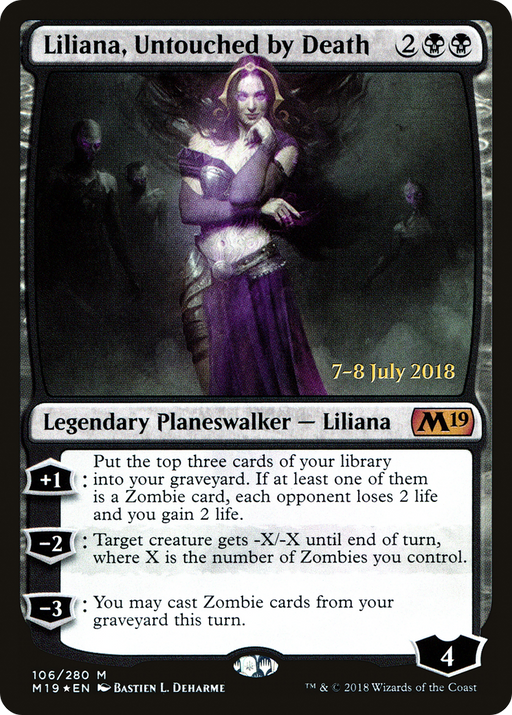 Liliana, Untouched by Death (PRE-106) [Core Set 2019 Promos] Foil MTG Single Wizards of the Coast