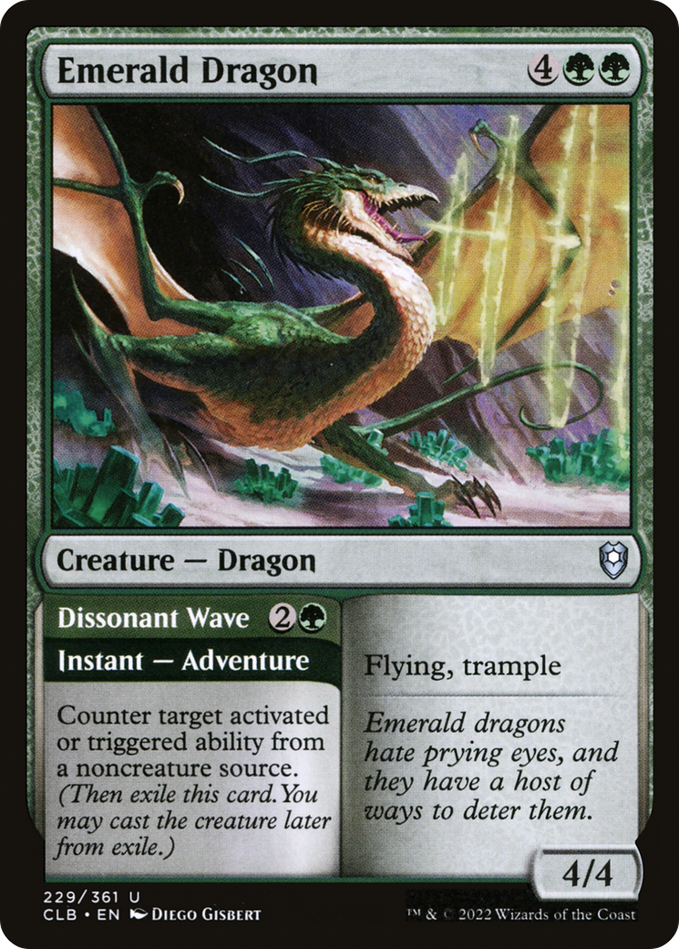 Emerald Dragon // Dissonant Wave (CLB-229) [Commander Legends: Battle for Baldur's Gate] MTG Single Wizards of the Coast