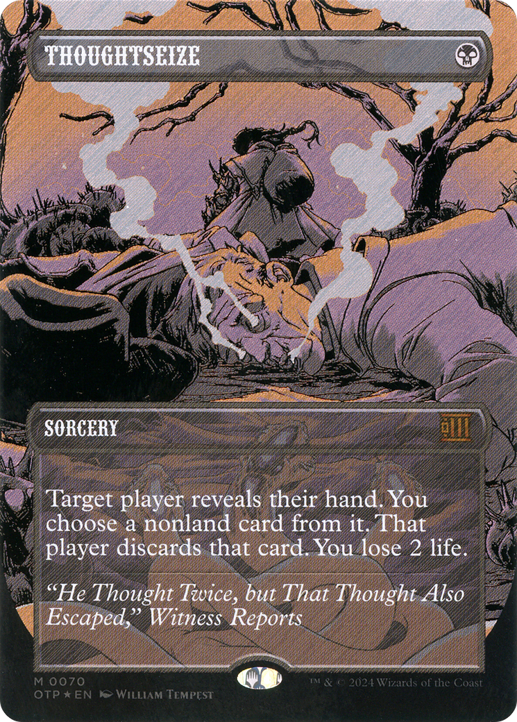 Thoughtseize (Textured Foil) (OTP-070) [Breaking News] (Borderless) Foil MTG Single Wizards of the Coast