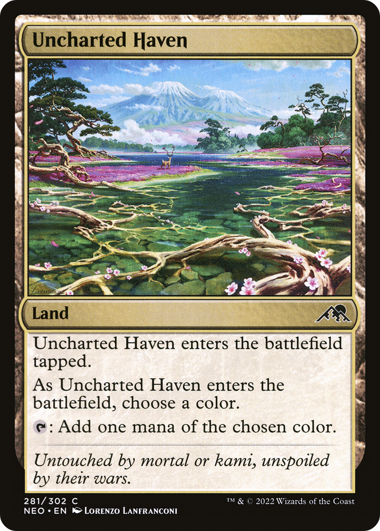 Uncharted Haven (NEO-281) [Kamigawa: Neon Dynasty] Foil MTG Single Wizards of the Coast