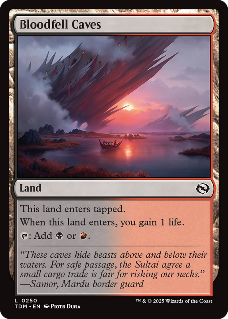 Bloodfell Caves (TDM-250) [Tarkir: Dragonstorm] Foil MTG Single Wizards of the Coast