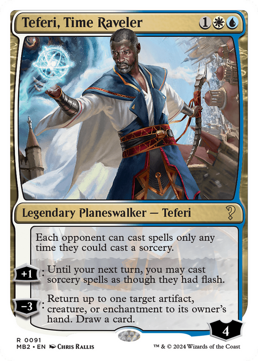 Teferi, Time Raveler (White Border) (MB2-091) [Mystery Booster] Mystery Booster 2 MTG Single Wizards of the Coast