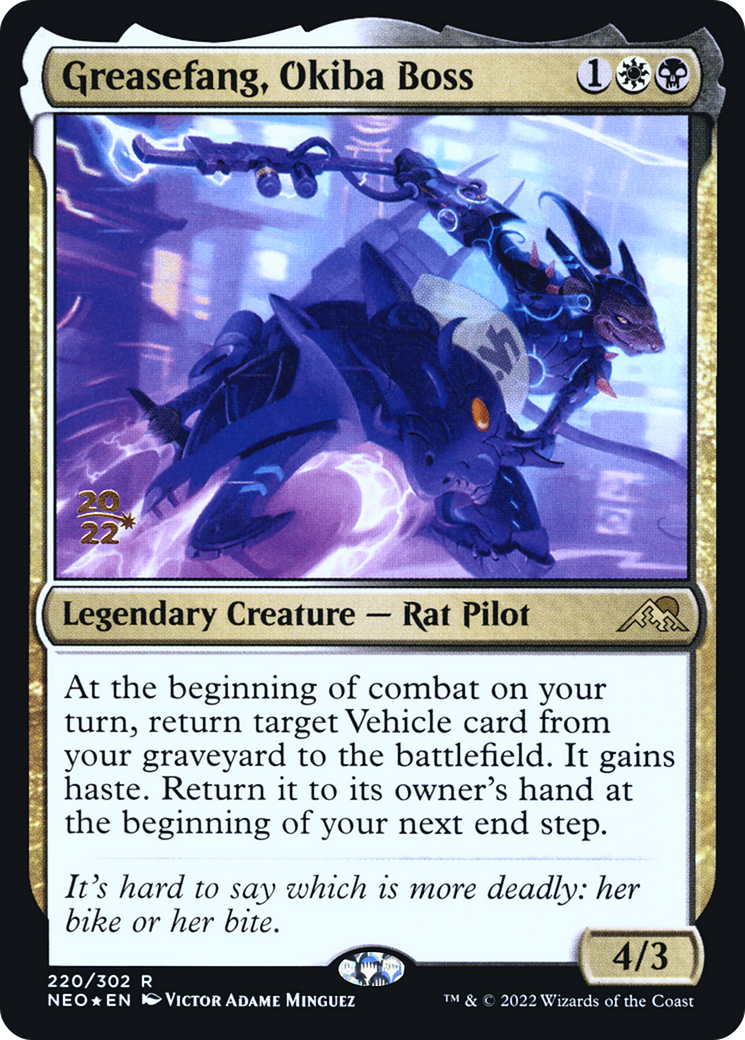 Greasefang, Okiba Boss (PRE-220) [Kamigawa: Neon Dynasty Promos] Foil MTG Single Wizards of the Coast