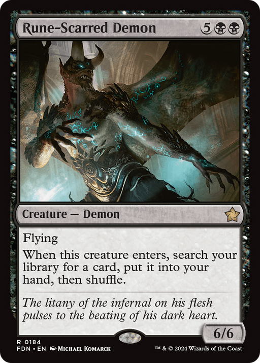 Rune-Scarred Demon (FDN-184) [Foundations] MTG Single Wizards of the Coast