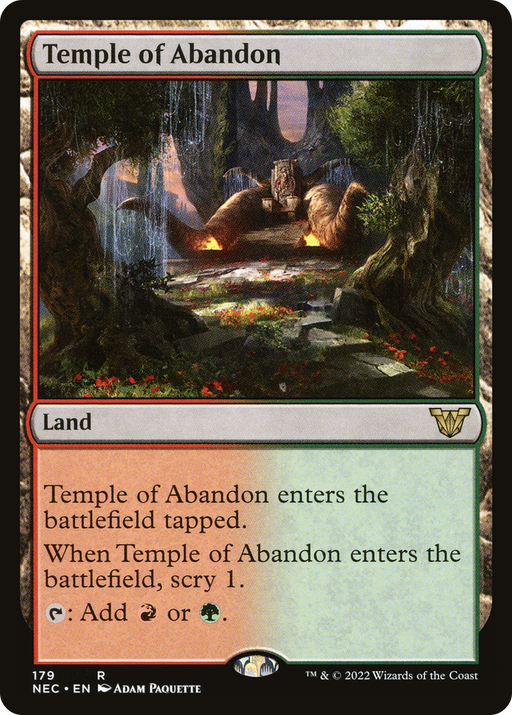 Temple of Abandon (NEC-179) [Neon Dynasty Commander] MTG Single Wizards of the Coast