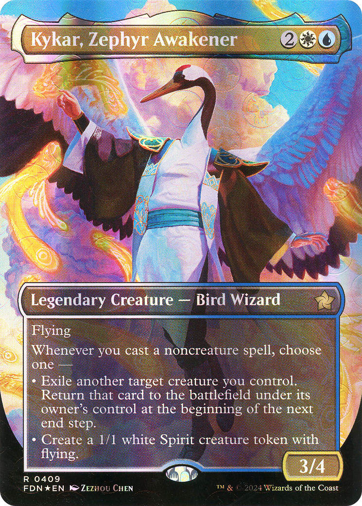 Kykar, Zephyr Awakener (Mana Foil) (FDN-409) [Foundations] (Borderless) Foil MTG Single Wizards of the Coast