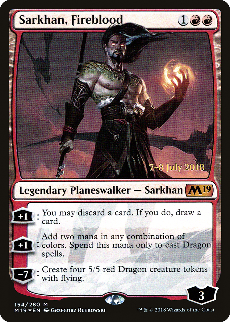 Sarkhan, Fireblood (PRE-154) [Core Set 2019 Promos] Foil MTG Single Wizards of the Coast