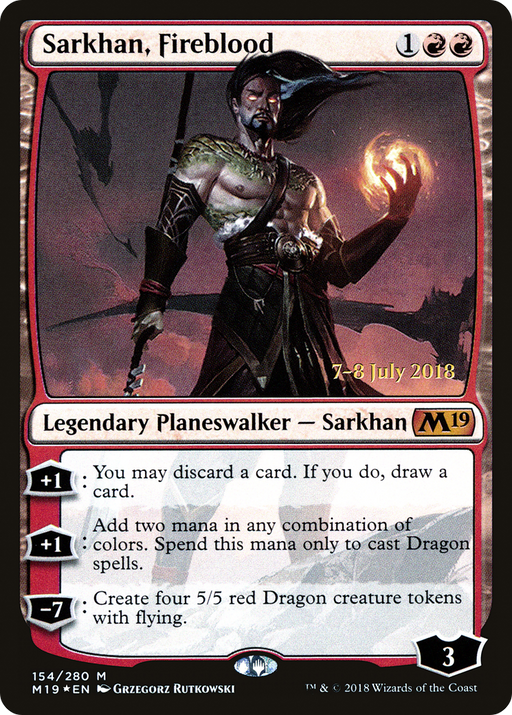 Sarkhan, Fireblood (PRE-154) [Core Set 2019 Promos] Foil MTG Single Wizards of the Coast