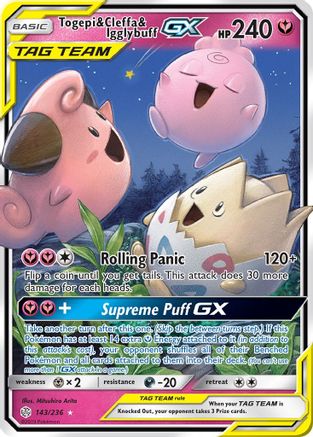 Togepi & Cleffa & Igglybuff GX 143/236 Holofoil [SM: Cosmic Eclipse] Pokemon Single Pokémon