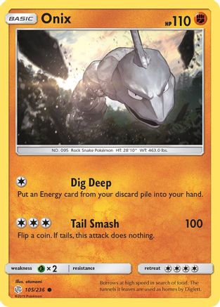Onix (105/236) [SM: Cosmic Eclipse] Pokemon Single Pokémon