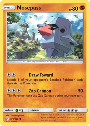 Nosepass (106/236) Reverse Holofoil [SM: Cosmic Eclipse] Pokemon Single Pokémon