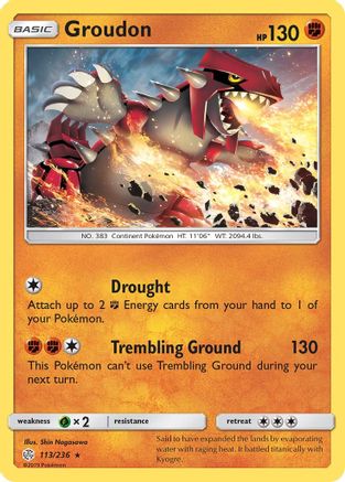 Groudon (113/236) Reverse Holofoil [SM: Cosmic Eclipse] Pokemon Single Pokémon