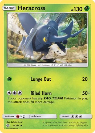 Heracross (9/236) Reverse Holofoil [SM: Cosmic Eclipse] Pokemon Single Pokémon