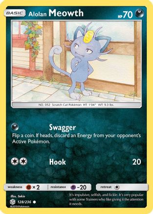 Alolan Meowth (128/236) Reverse Holofoil [SM  Cosmic Eclipse]