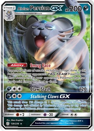 Alolan Persian GX (129/236) - [SM: Cosmic Eclipse] Holofoil Pokemon Single Pokémon