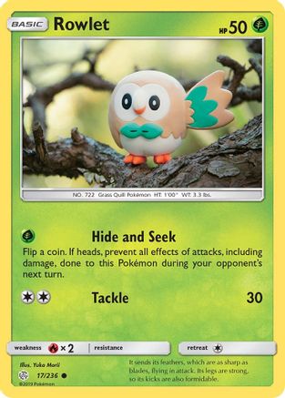 Rowlet - 17/236 (17/236) Reverse Holofoil [SM: Cosmic Eclipse] Pokemon Single Pokémon